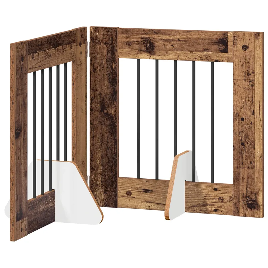 Porte de chien pliable avec supports 2 pcs Bois ancien 120,5 cm - 2