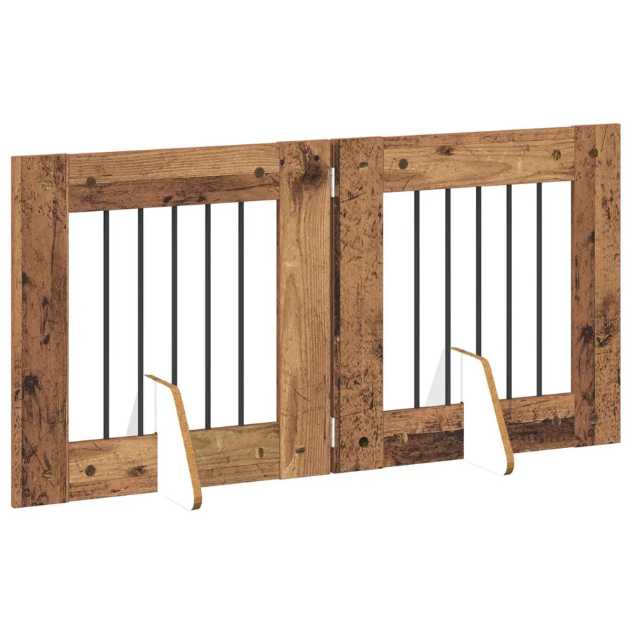 Porte de chien pliable avec supports 2 pcs Bois ancien 120,5 cm - 3