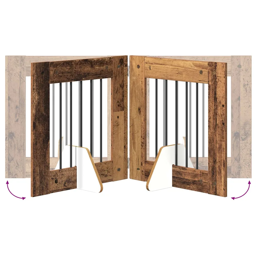 Porte de chien pliable avec supports 2 pcs Bois ancien 120,5 cm - 7