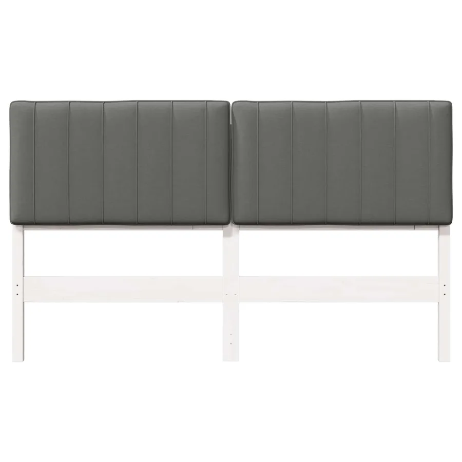 Tête de lit capitonnée Blanc et gris clair 160 cm Pin massif - 4
