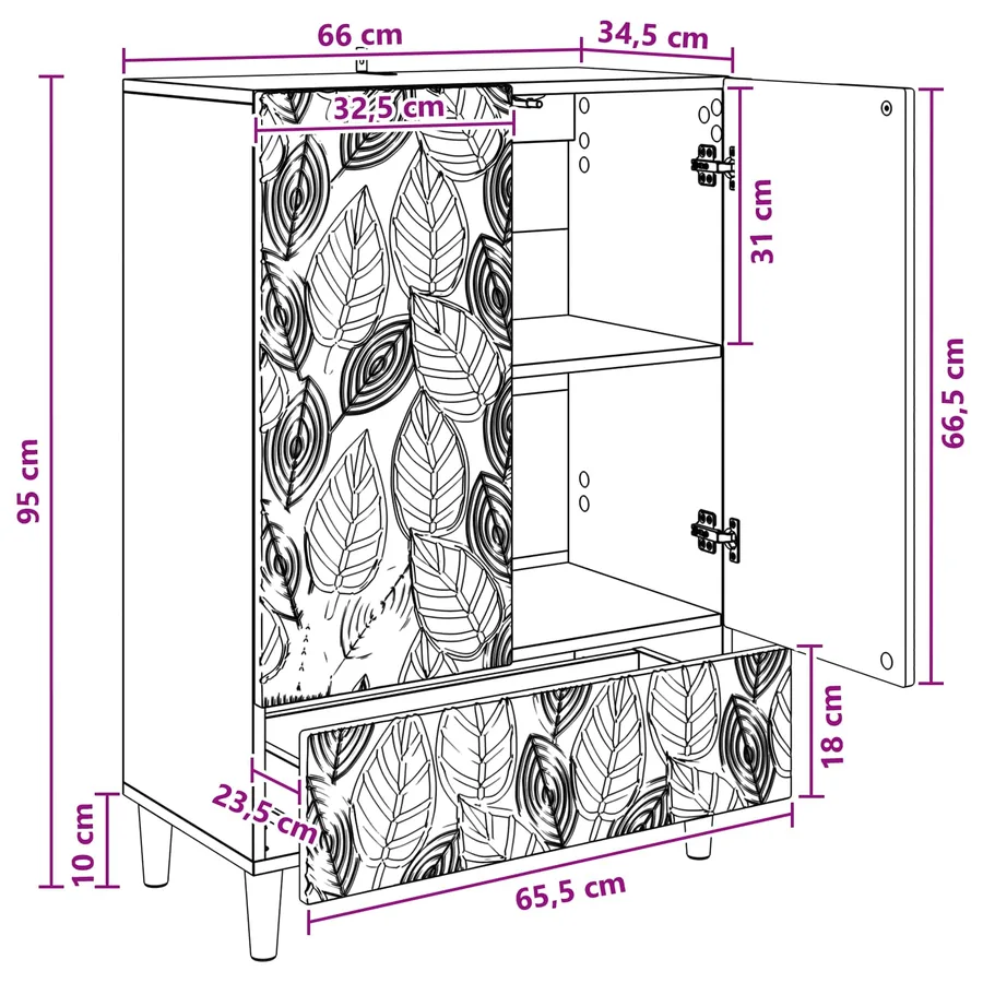 Buffet Blanc 66 x 34,5 x 95 cm Bois d'ingénierie - 10
