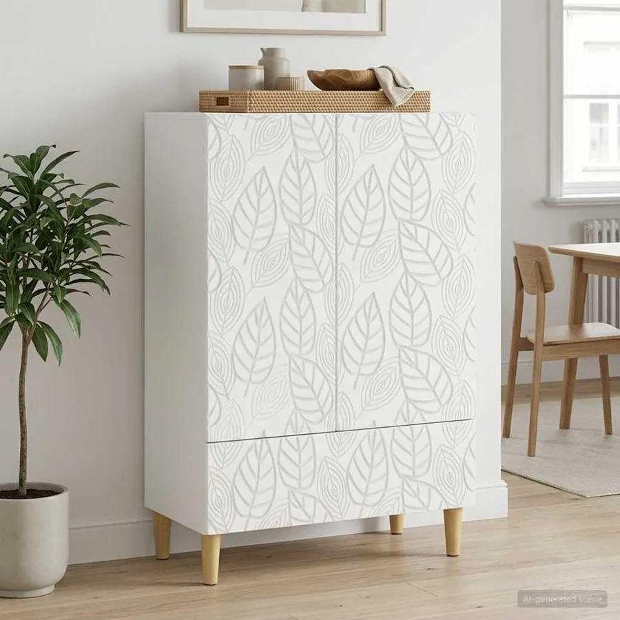 Buffet Blanc 66 x 34,5 x 95 cm Bois d'ingénierie - 3