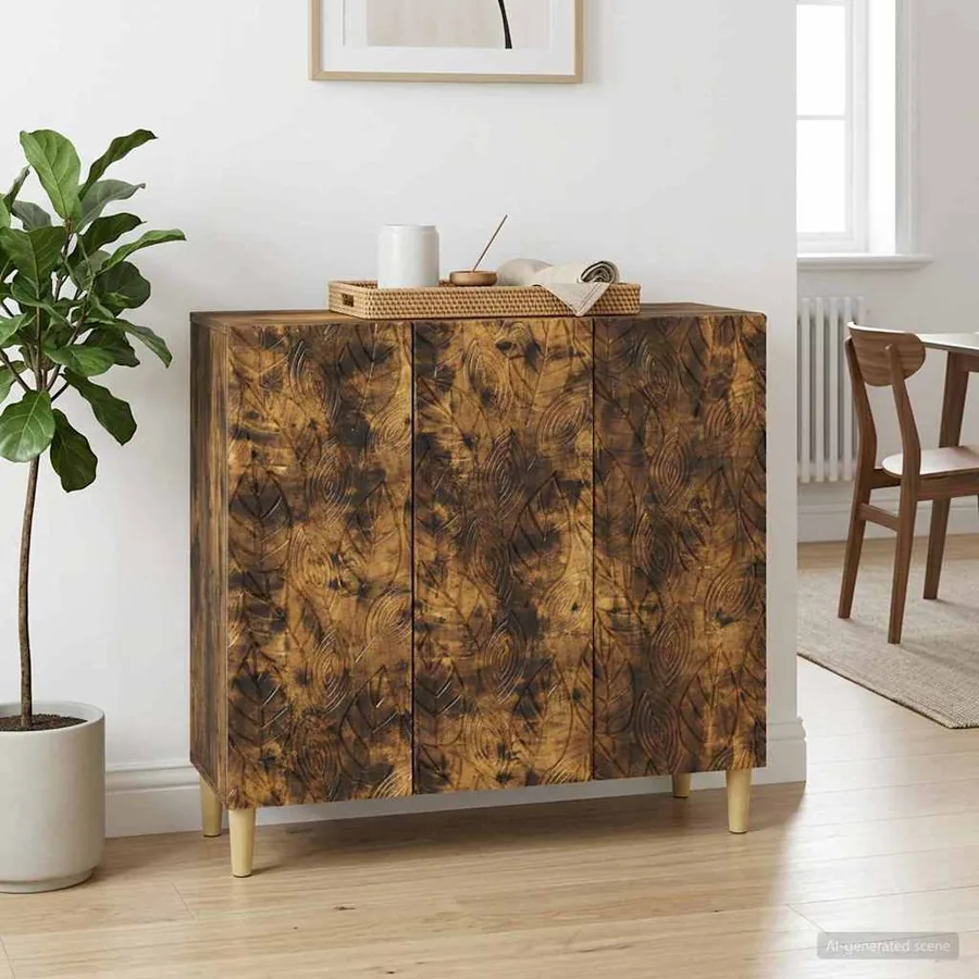 Buffet Chêne fumé 89 x 34,5 x 80 cm Bois d'ingénierie