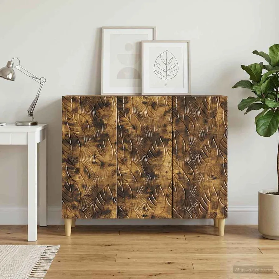 Buffet Chêne fumé 89 x 34,5 x 80 cm Bois d'ingénierie - 3