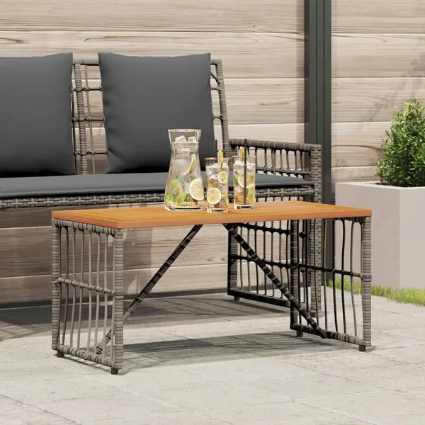 Table de jardin Gris 80 x 40 x 40 cm Acier et Rattan Poly