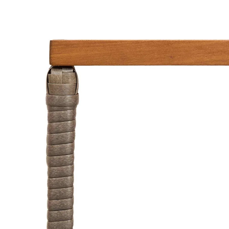 Table de jardin Gris 80 x 40 x 40 cm Acier et Rattan Poly - 10