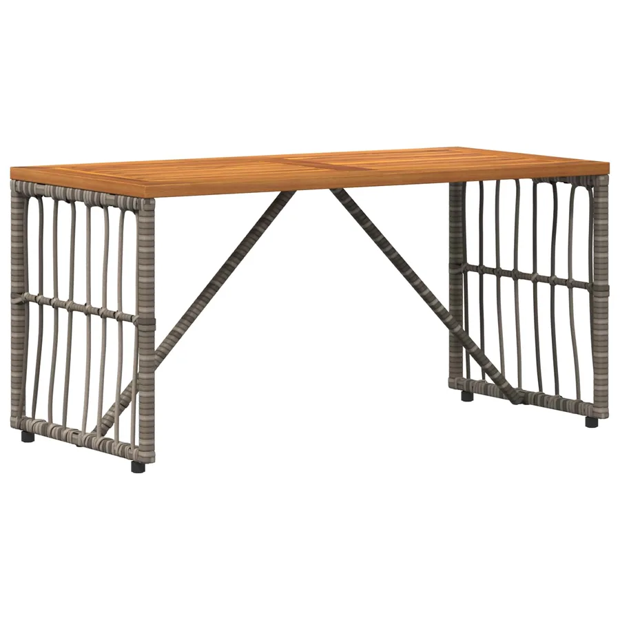 Table de jardin Gris 80 x 40 x 40 cm Acier et Rattan Poly - 2