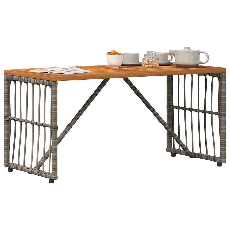 Table de jardin Gris 80 x 40 x 40 cm Acier et Rattan Poly - 3