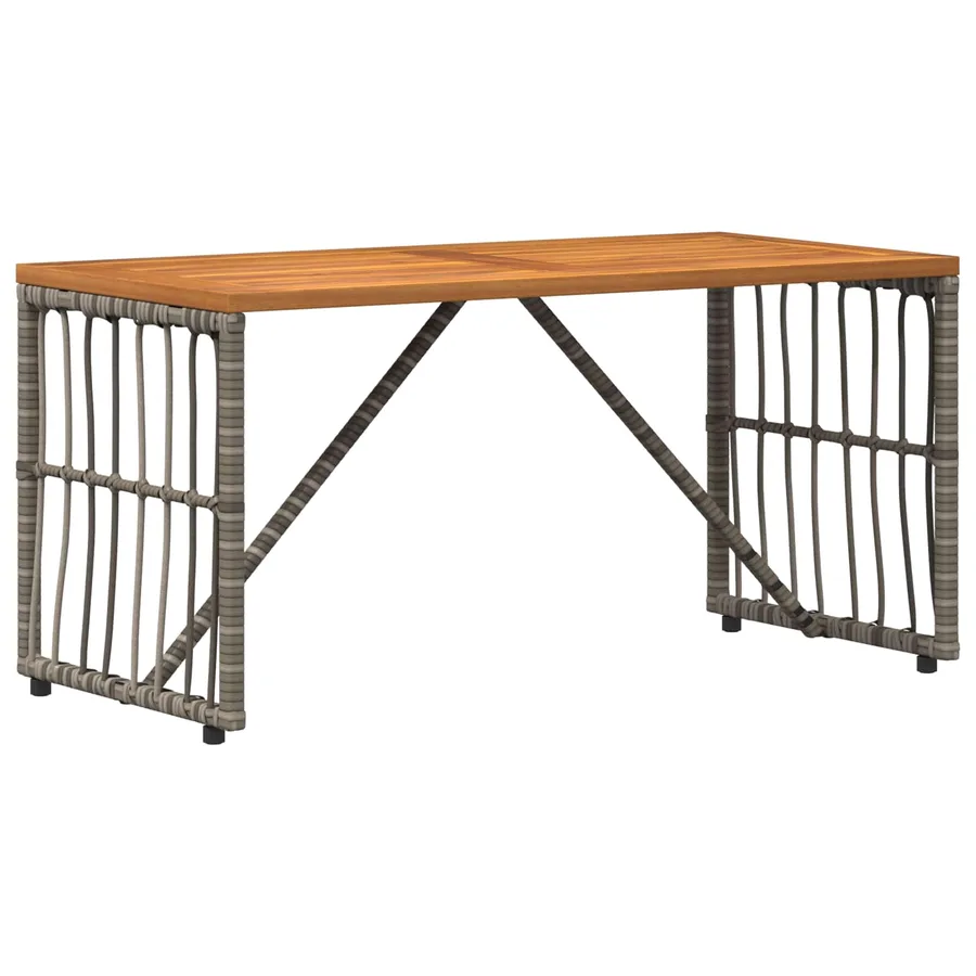 Table de jardin Gris 80 x 40 x 40 cm Acier et Rattan Poly - 7