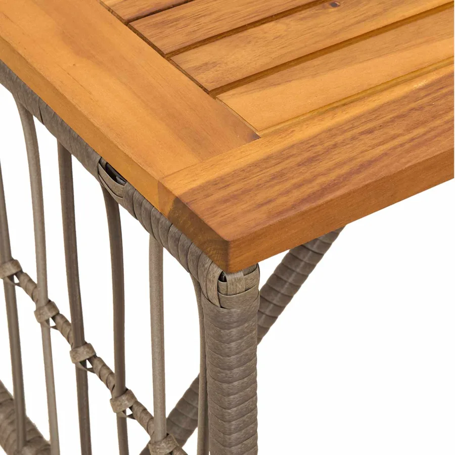 Table de jardin Gris 80 x 40 x 40 cm Acier et Rattan Poly - 9