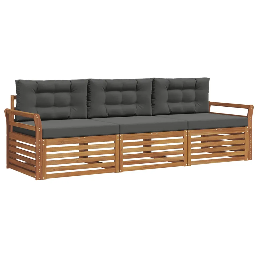 Ensemble de canapés d'extérieur 3 pcs Naturel et Anthracite - 2