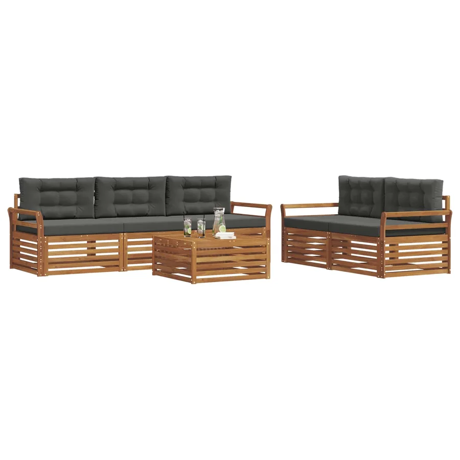 Ensemble de canapés d'extérieur 6 pcs Naturel et Anthracite - 3