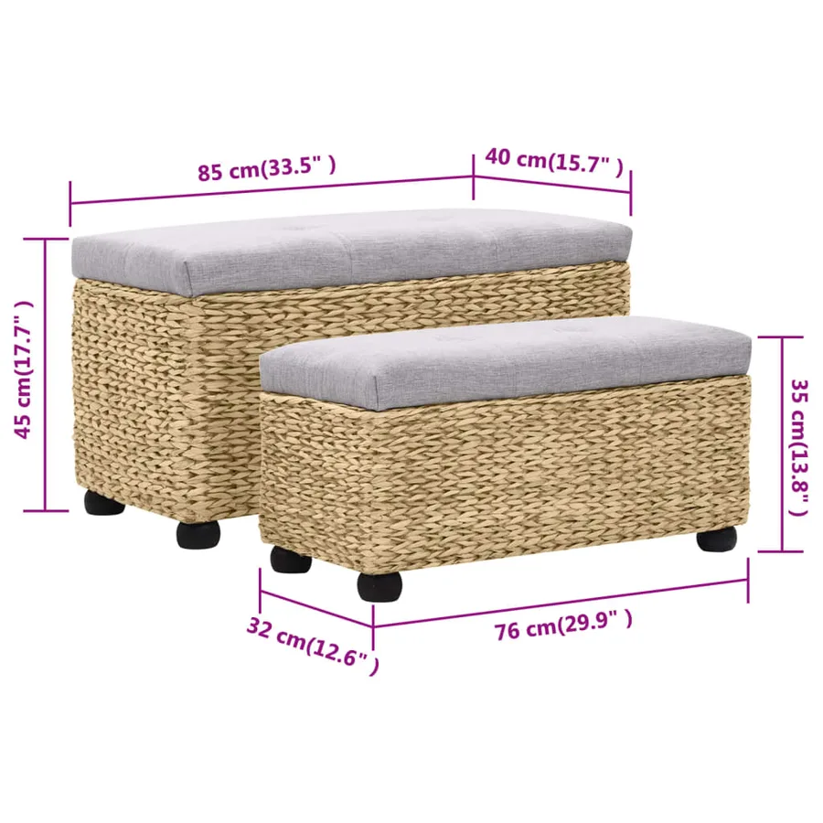 Ensemble de banc lot de 2 Jacinthe d'eau Gris - 13