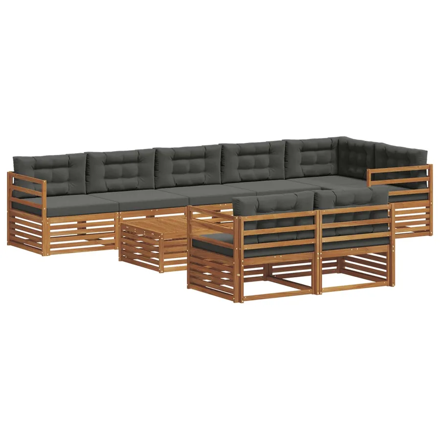 Ensemble de canapés d'extérieur 9 pcs Naturel et Anthracite - 2