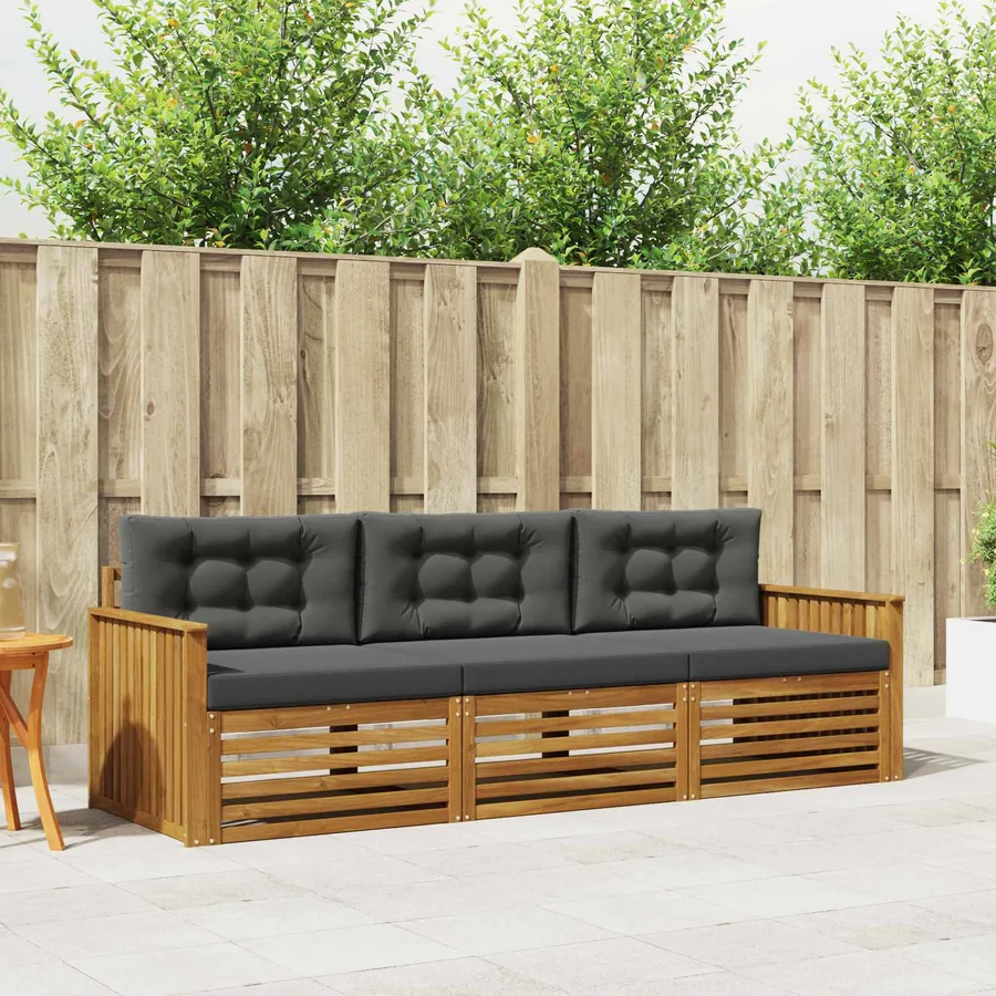 Ensemble de canapés d'extérieur 3 pcs Naturel et Anthracite