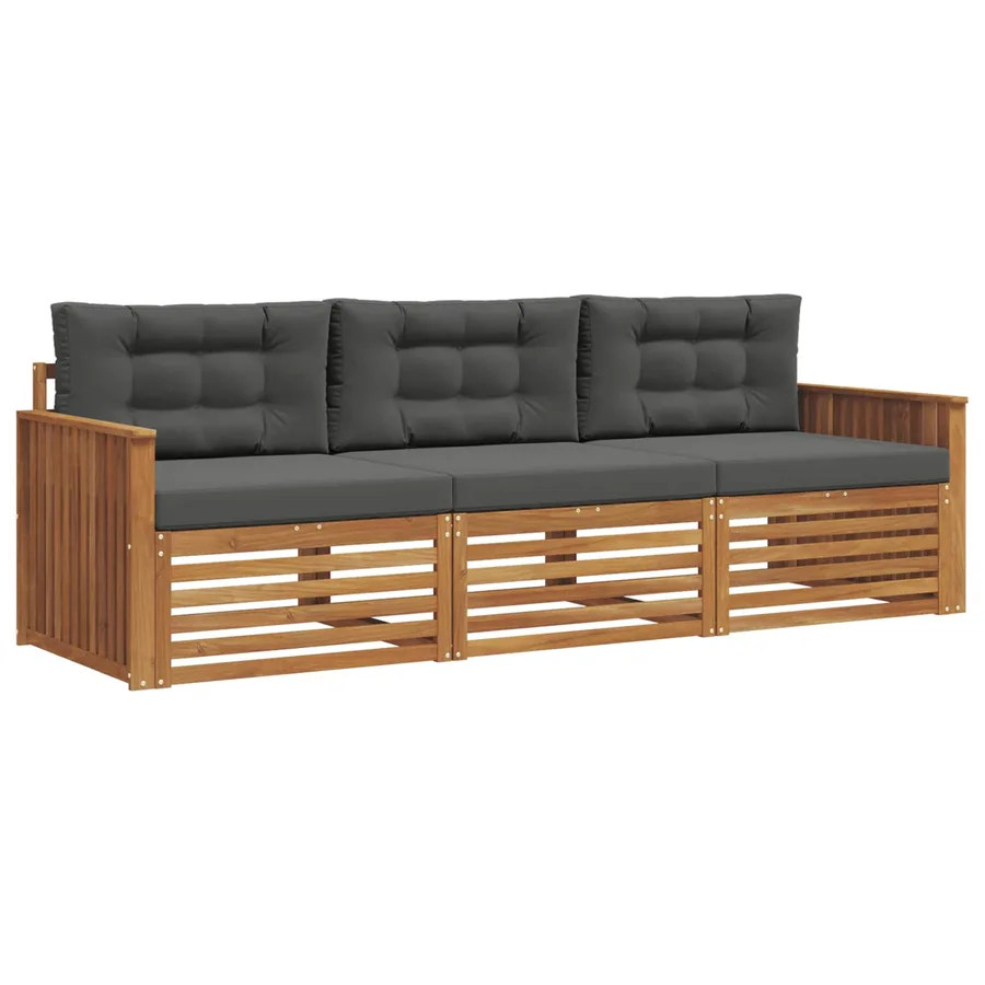 Ensemble de canapés d'extérieur 3 pcs Naturel et Anthracite - 2
