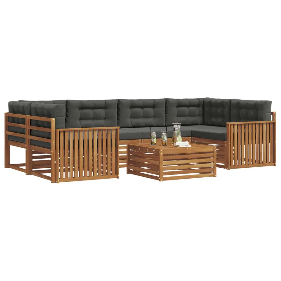 Ensemble de canapés d'extérieur 7 pcs Naturel et Anthracite - 3
