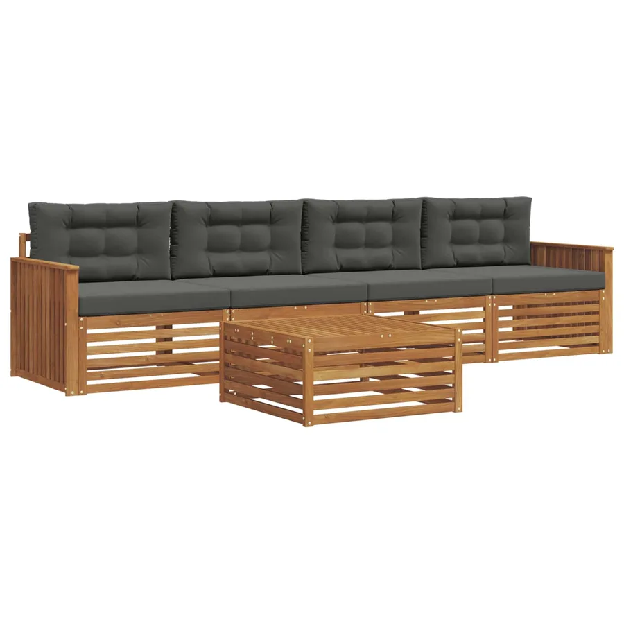 Ensemble de canapés d'extérieur 5 pcs Naturel et Anthracite - 2