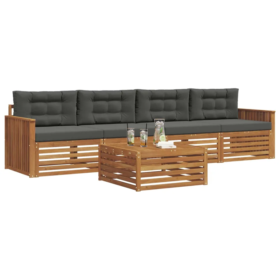 Ensemble de canapés d'extérieur 5 pcs Naturel et Anthracite - 3