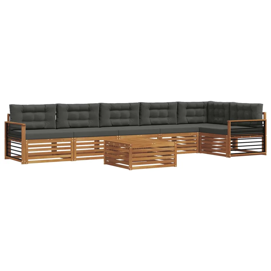 Ensemble de canapés d'extérieur 7 pcs Naturel et Anthracite - 2