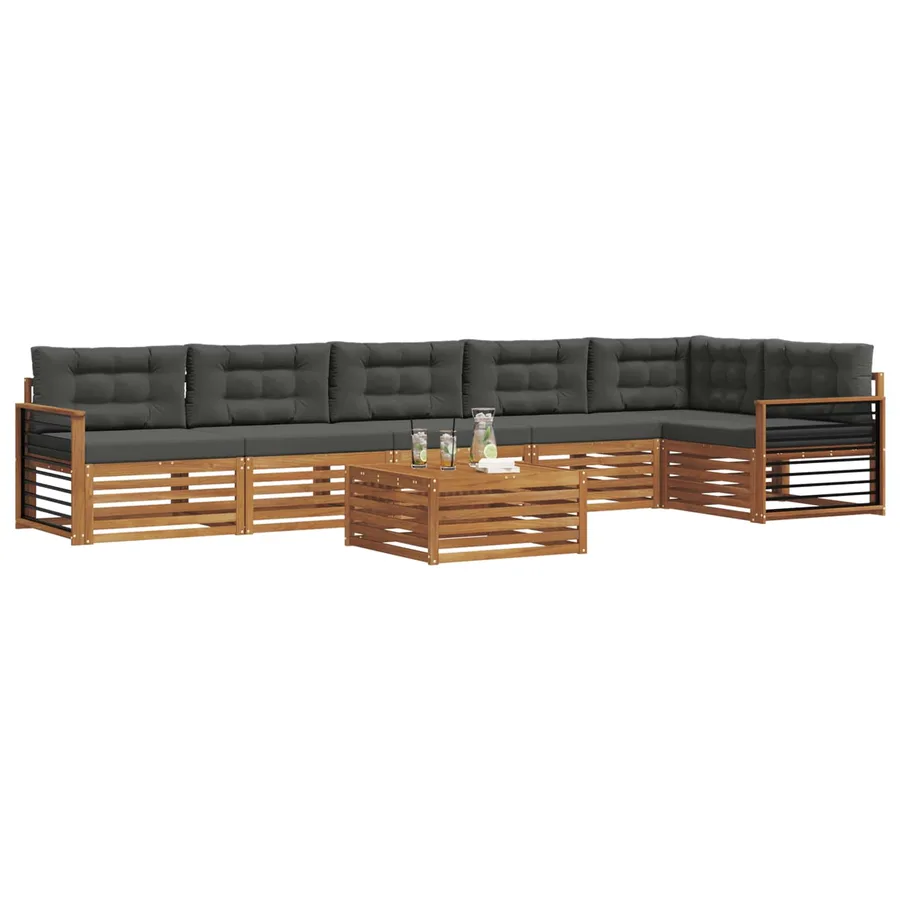 Ensemble de canapés d'extérieur 7 pcs Naturel et Anthracite - 3