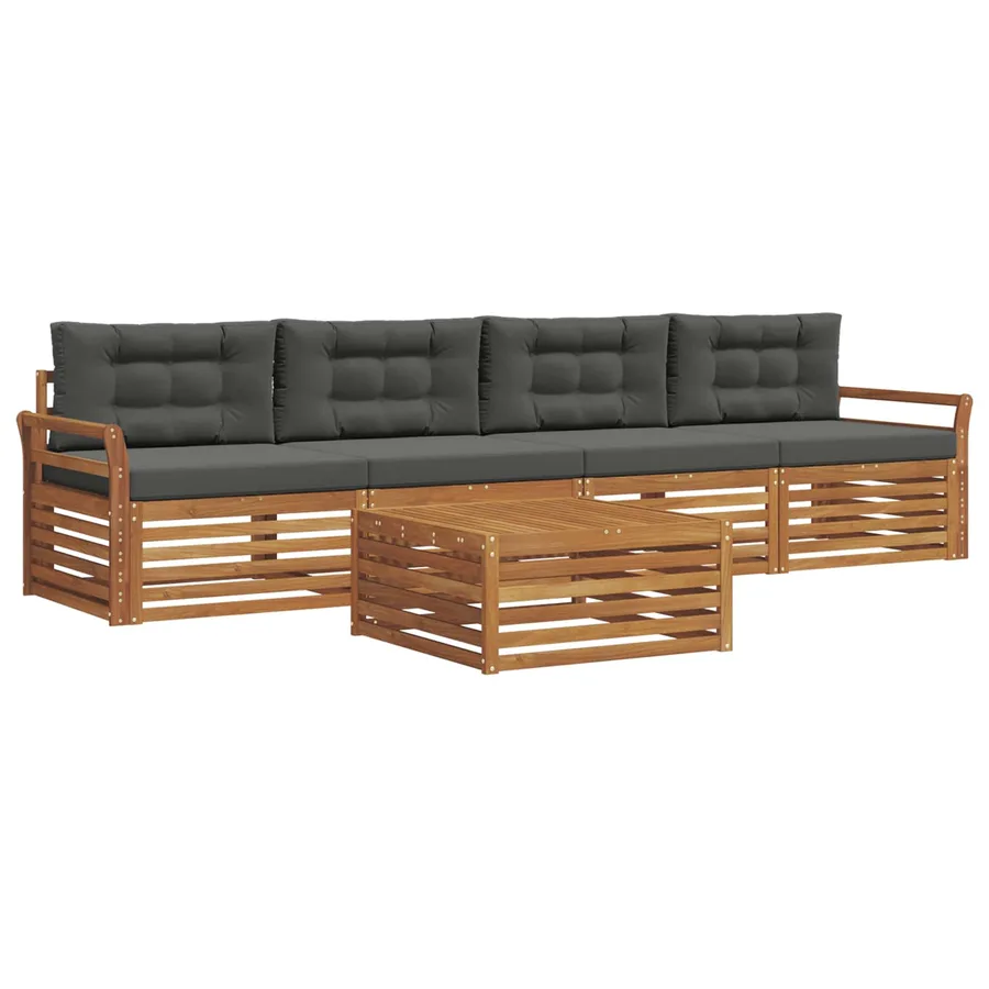 Ensemble de canapés d'extérieur 5 pcs Naturel et Anthracite - 2