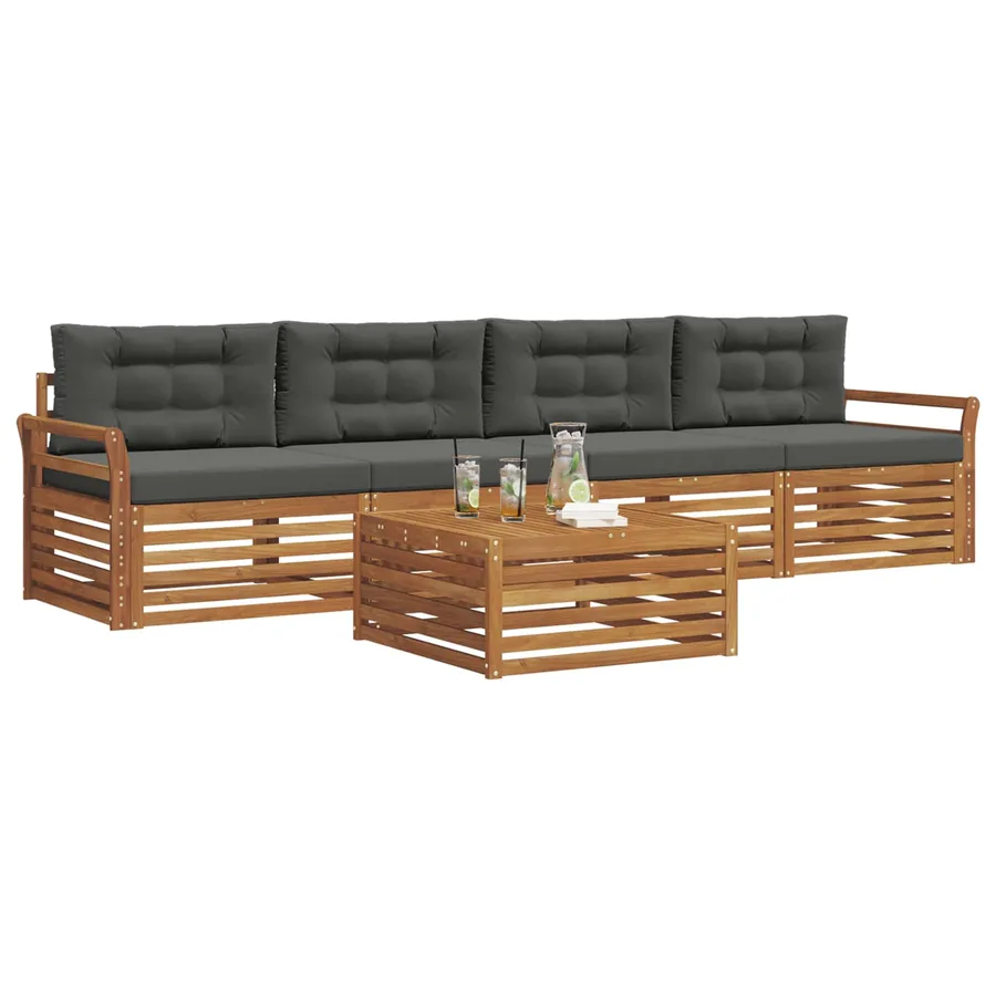 Ensemble de canapés d'extérieur 5 pcs Naturel et Anthracite - 3