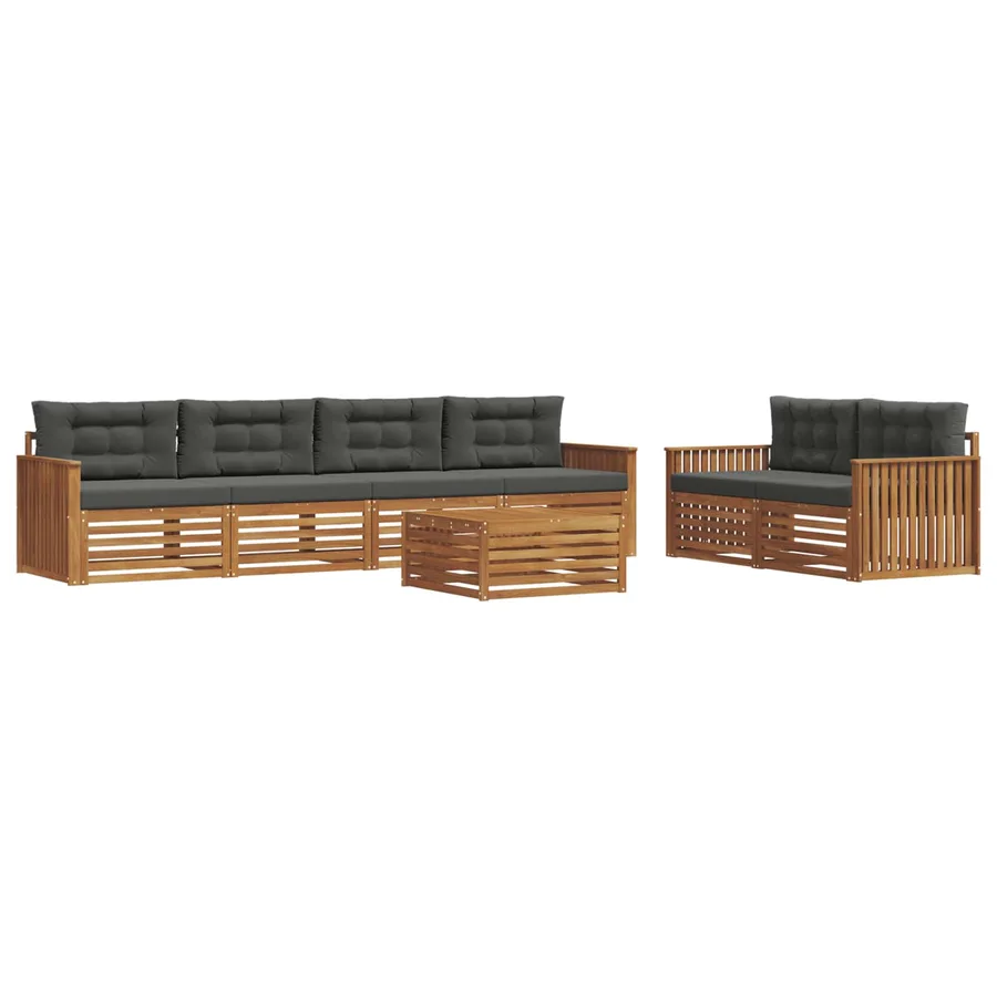 Ensemble de canapés d'extérieur 7 pcs Naturel et Anthracite - 2