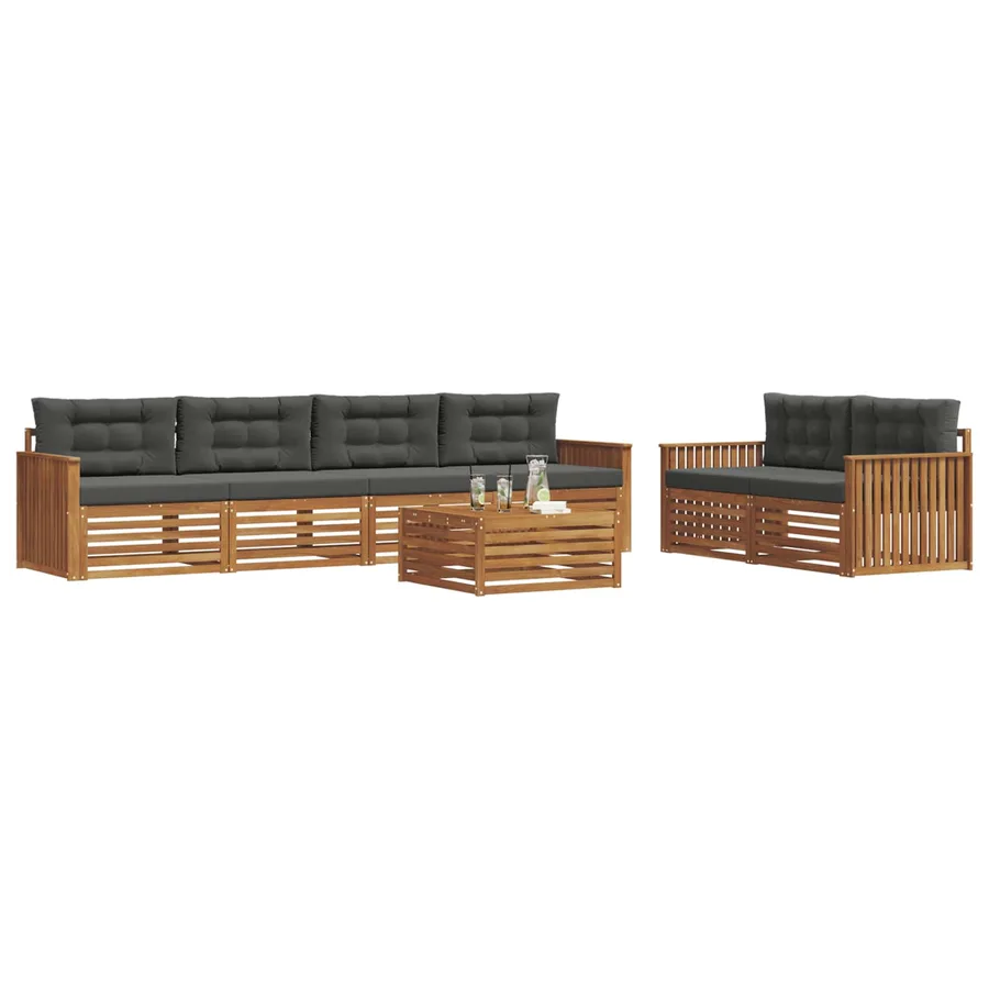 Ensemble de canapés d'extérieur 7 pcs Naturel et Anthracite - 3