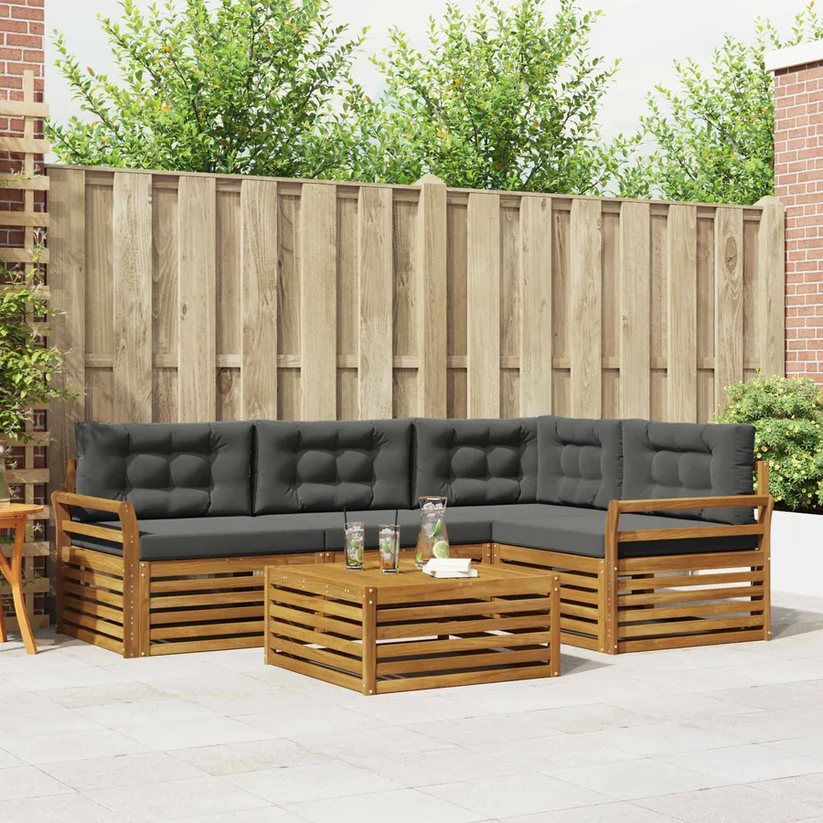Ensemble de canapés d'extérieur 5 pcs Naturel et Anthracite