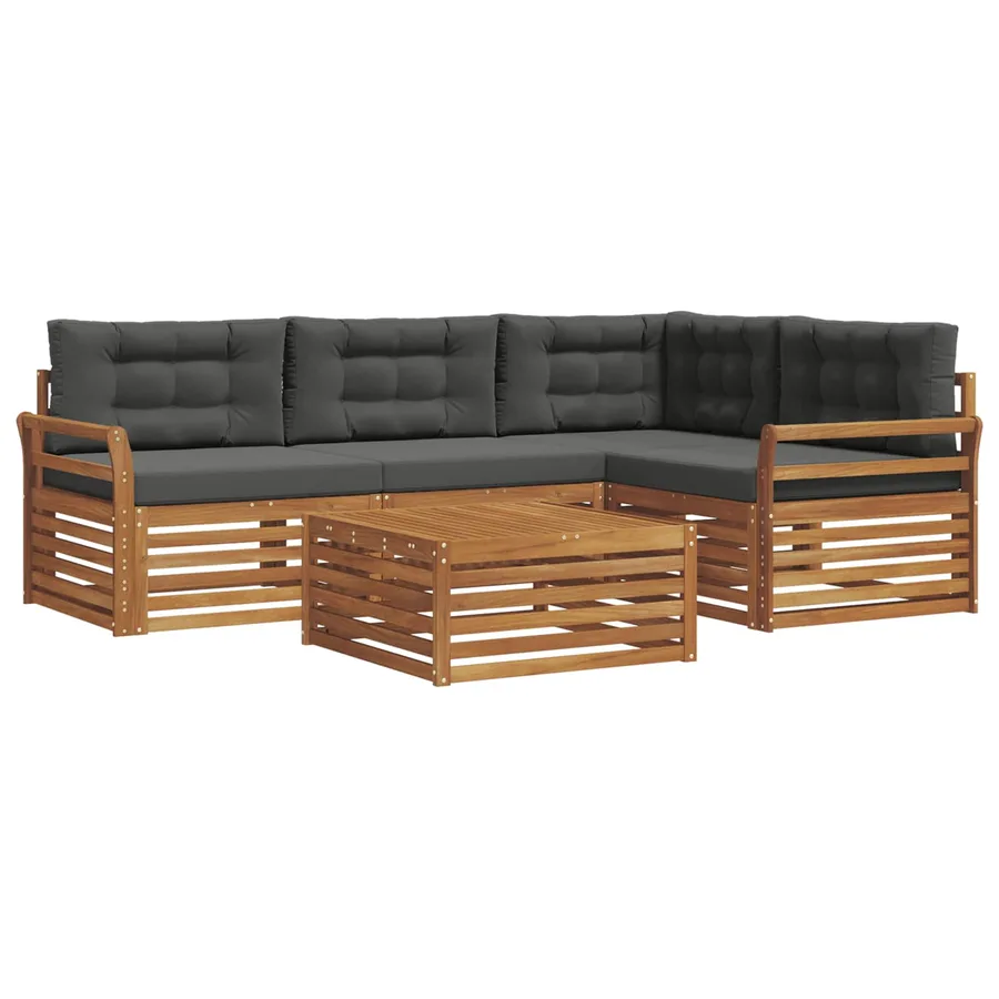 Ensemble de canapés d'extérieur 5 pcs Naturel et Anthracite - 2