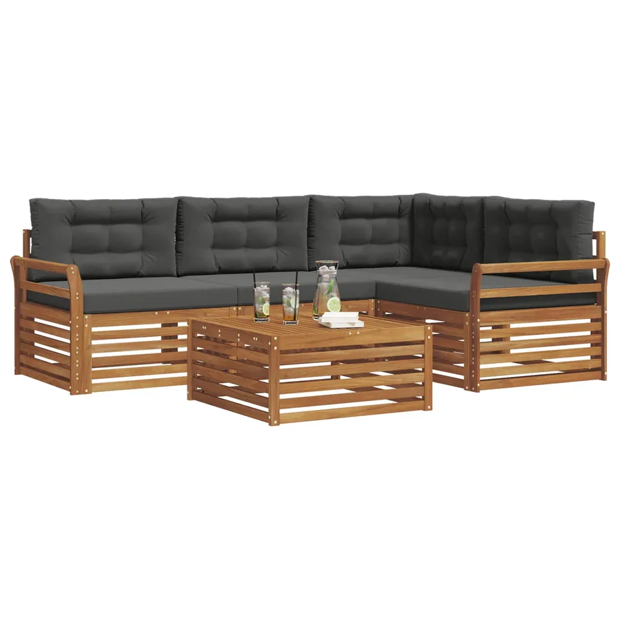 Ensemble de canapés d'extérieur 5 pcs Naturel et Anthracite - 3