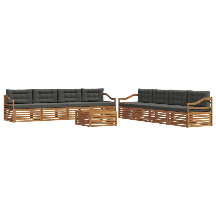 Ensemble de canapés d'extérieur 9 pcs Naturel et Anthracite - 2