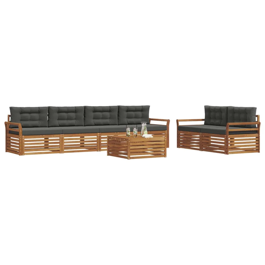 Ensemble de canapés d'extérieur 7 pcs Naturel et Anthracite - 3