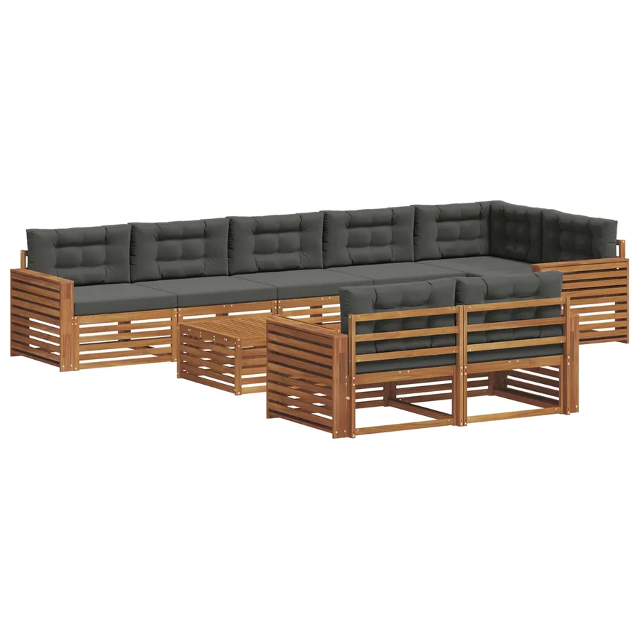 Ensemble de canapés d'extérieur 9 pcs Naturel et Anthracite - 2