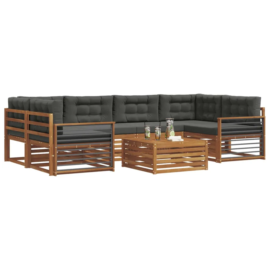 Ensemble de canapés d'extérieur 7 pcs Naturel et Anthracite - 3
