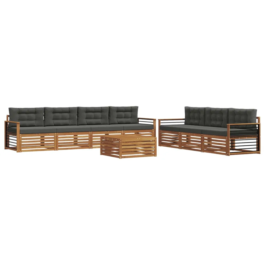 Ensemble de canapés d'extérieur 8 pcs Naturel et Anthracite - 2