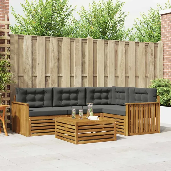 Ensemble de canapés d'extérieur 5 pcs Naturel et Anthracite
