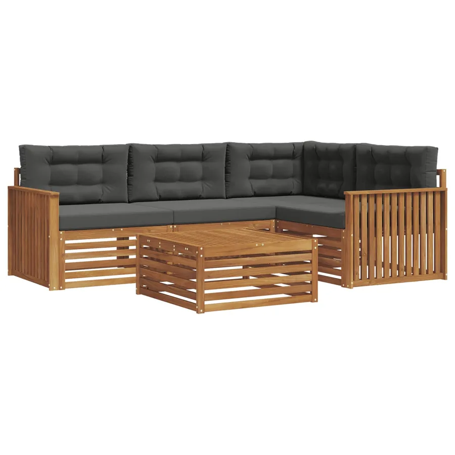 Ensemble de canapés d'extérieur 5 pcs Naturel et Anthracite - 2
