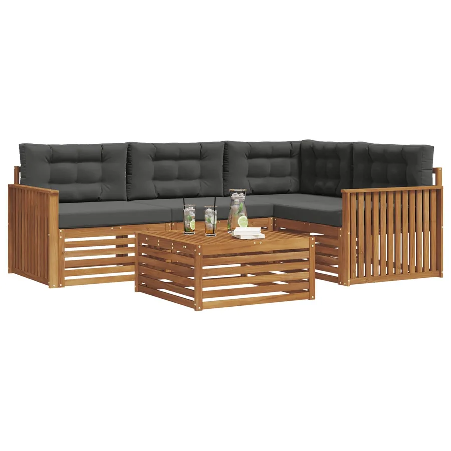 Ensemble de canapés d'extérieur 5 pcs Naturel et Anthracite - 3