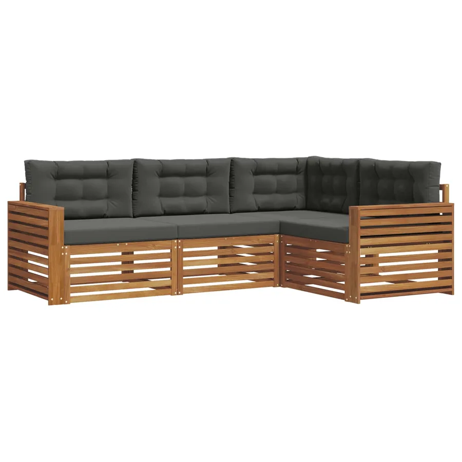 Ensemble de canapés d'extérieur 4 pcs Naturel et Anthracite - 2
