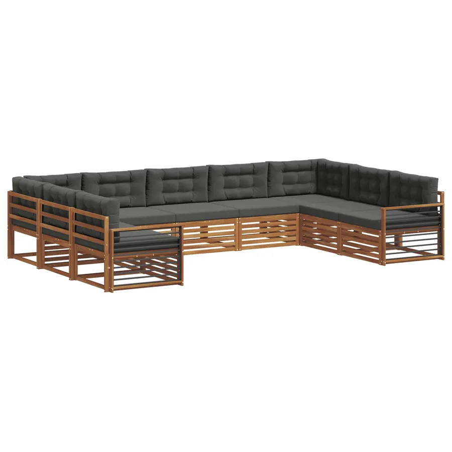 Ensemble de canapés d'extérieur 9 pcs Naturel et Anthracite - 2