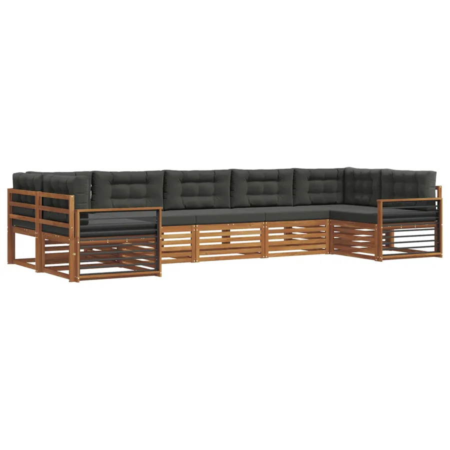 Ensemble de canapés d'extérieur 7 pcs Naturel et Anthracite - 2
