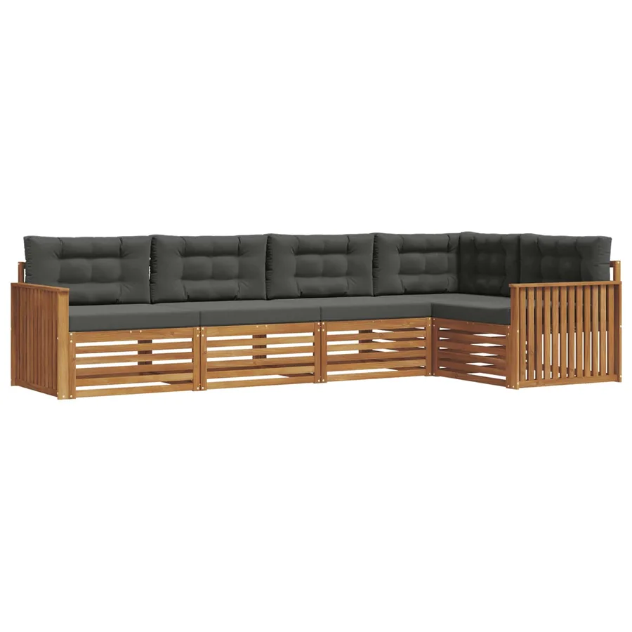 Ensemble de canapés d'extérieur 5 pcs Naturel et Anthracite - 2