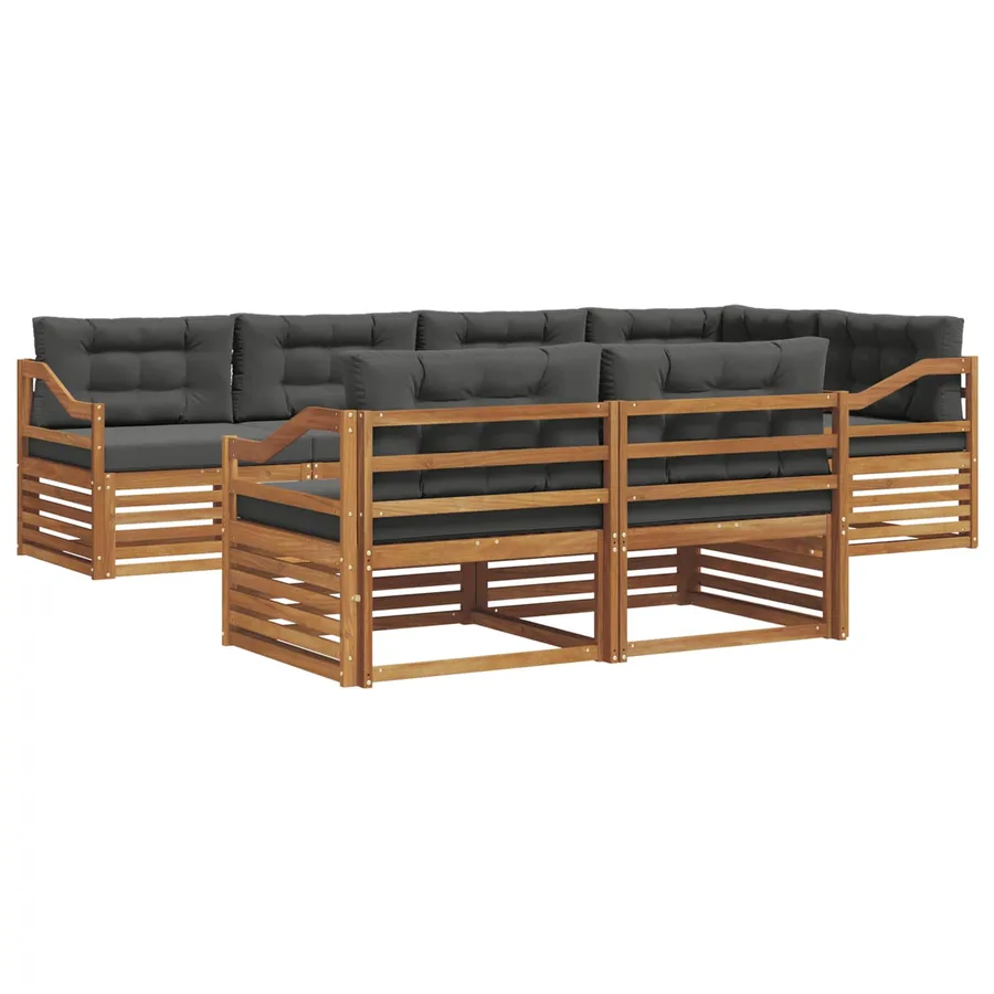 Ensemble de canapés d'extérieur 7 pcs Naturel et Anthracite - 2