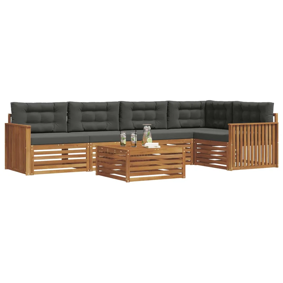 Ensemble de canapés d'extérieur 6 pcs Naturel et Anthracite - 3