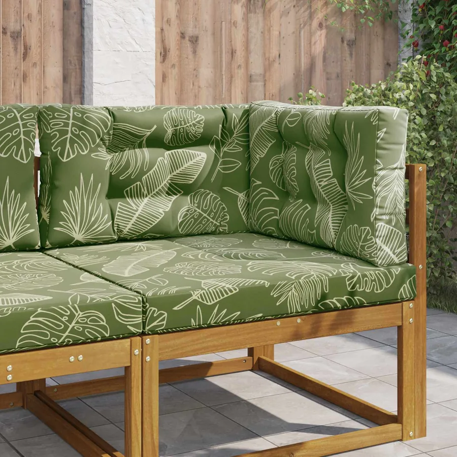 Coussin de canapé d'extérieur 3 pcs Modèle feuille Polyester