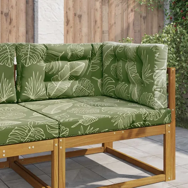 Coussin de canapé d'extérieur 3 pcs Modèle feuille Polyester