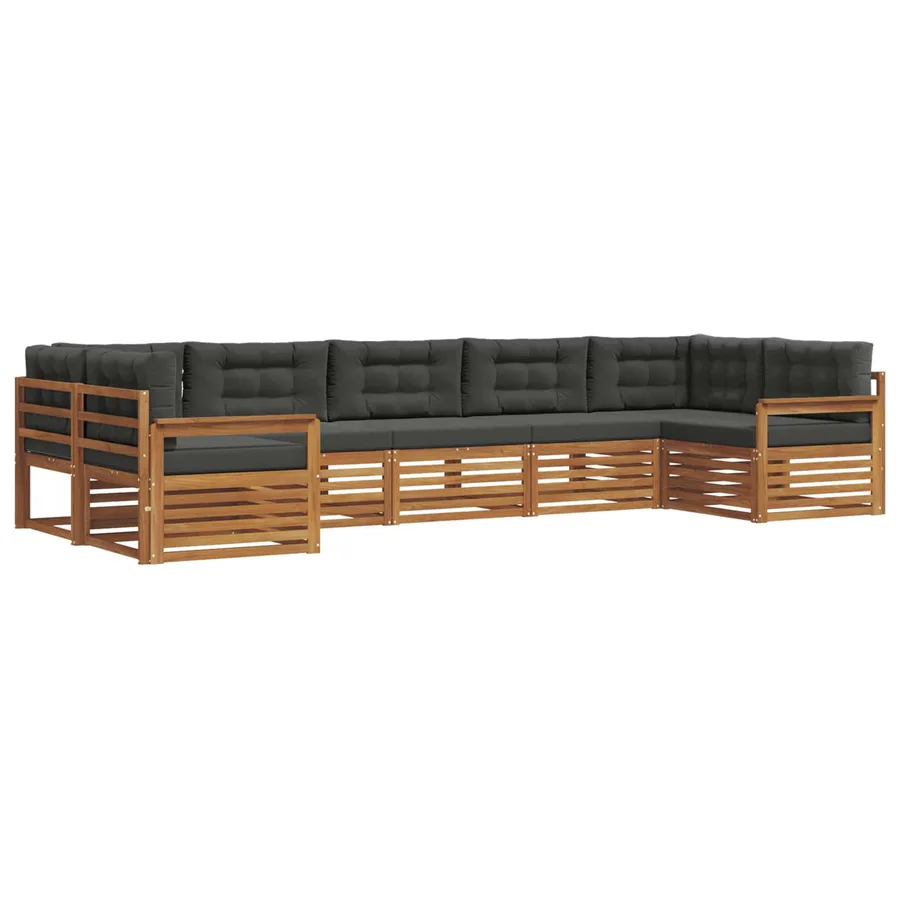 Ensemble de canapés d'extérieur 7 pcs Naturel et Anthracite - 2
