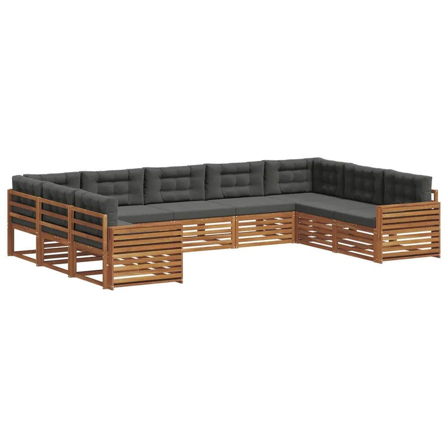 Ensemble de canapés d'extérieur 9 pcs Naturel et Anthracite - 2